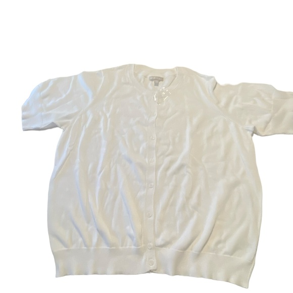 Women’s plus size white short sleeve cardigan size 2X 26/28 NWT’s woman within - Picture 5 of 7
